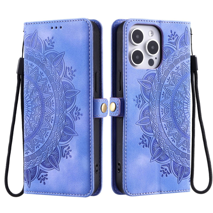 For iPhone 16 Pro Skin Feel Totem Embossed Leather Phone Case(Purple) - iPhone 16 Pro Cases by buy2fix | Online Shopping UK | buy2fix