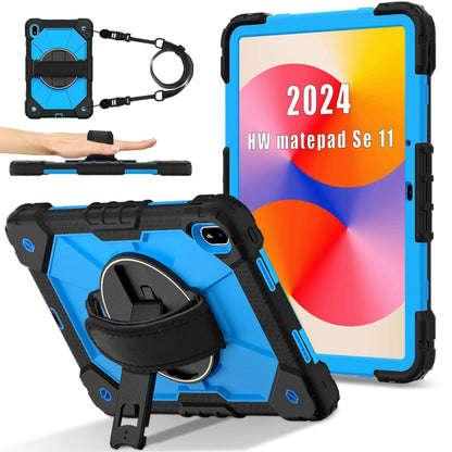 For Huawei MatePad SE 11 2024 Contrast Color Robot Silicone Hybrid PC Tablet Case(Black Blue) - Huawei by buy2fix | Online Shopping UK | buy2fix