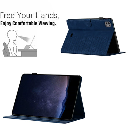 For iPad Pro 11 2024 / Air 10.9 2022 Honeycomb Embossed Leather Smart Tablet Case(Blue) - iPad Pro 11 2024 Cases by buy2fix | Online Shopping UK | buy2fix