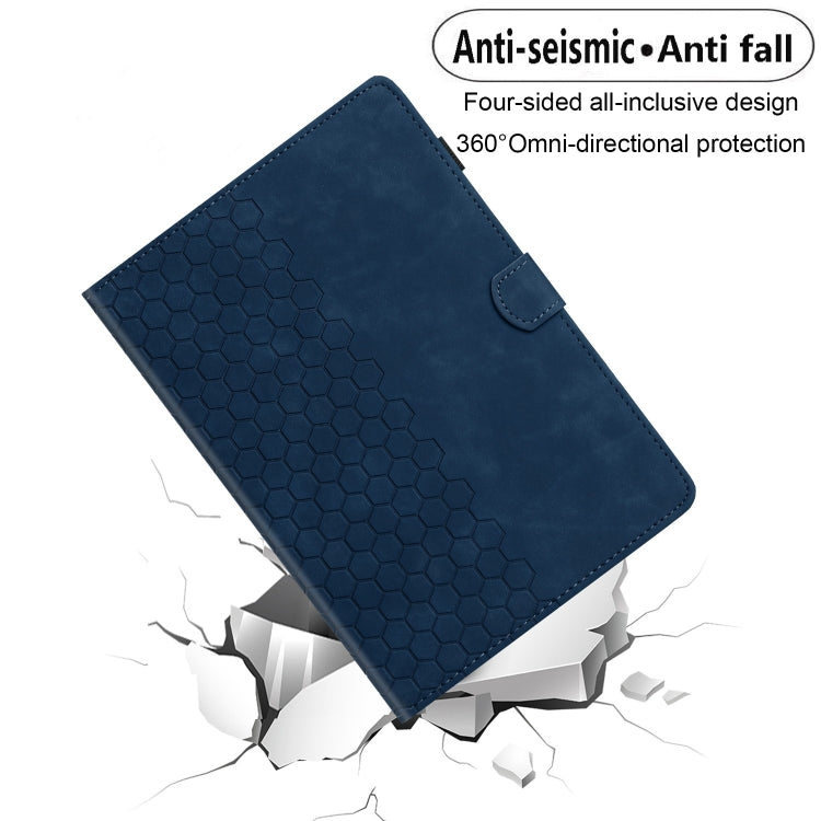 For iPad Pro 11 2024 / Air 10.9 2022 Honeycomb Embossed Leather Smart Tablet Case(Blue) - iPad Pro 11 2024 Cases by buy2fix | Online Shopping UK | buy2fix