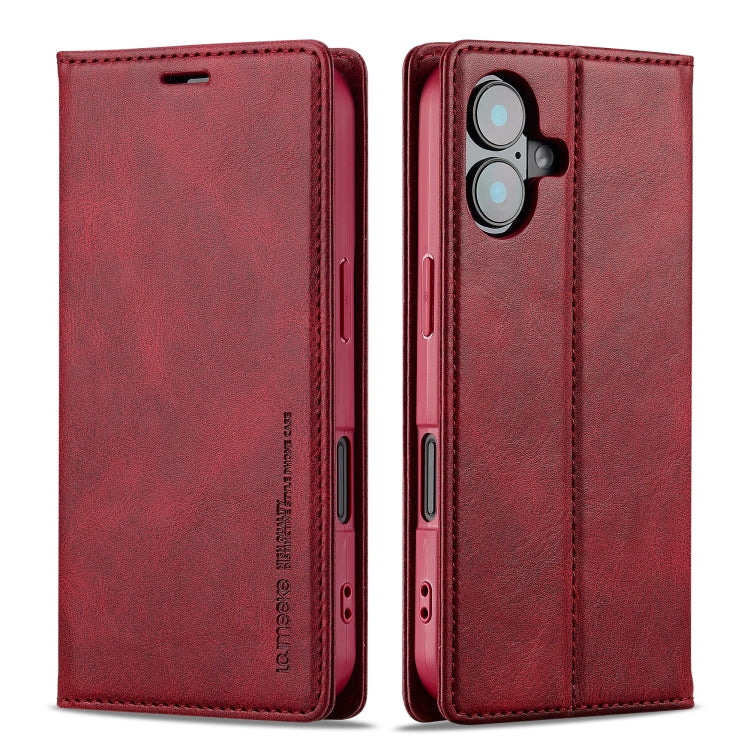 For iPhone 16 Plus LC.IMEEKE RFID Anti-theft Leather Phone Case(Red) - iPhone 16 Plus Cases by LC.IMEEKE | Online Shopping UK | buy2fix