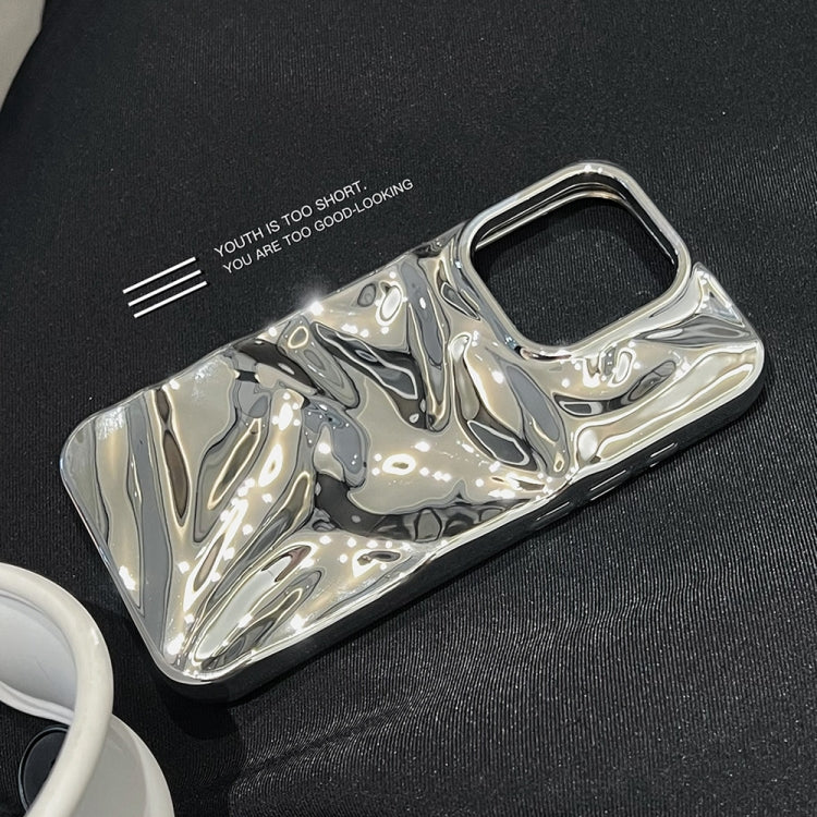 For iPhone 16 Plus Water Ripple Electroplating Paint TPU Phone Case(Bright Silver) - iPhone 16 Plus Cases by buy2fix | Online Shopping UK | buy2fix