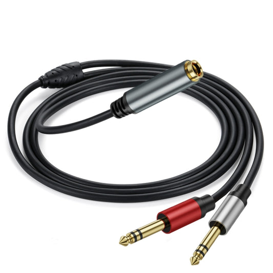 3m Gold Plated 6.35mm Female to 2 x 6.35mm Male Stereo Audio Adapter Y Splitter Cable(Black) - Video & Audio Cable by buy2fix | Online Shopping UK | buy2fix