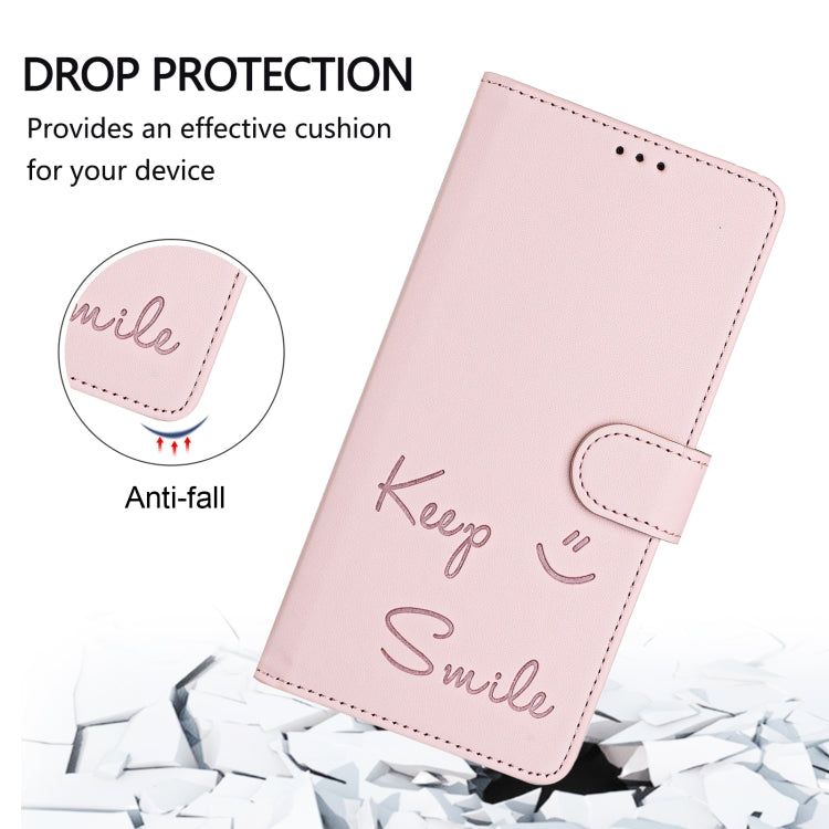 For Motorola Moto G Stylus 5G 2024 Smile Embossing RFID Leather Phone Case(Pink) - Motorola Cases by buy2fix | Online Shopping UK | buy2fix