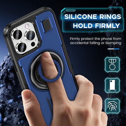 For iPhone 16 Pro Ring Holder Carbon Fiber PC Hybrid TPU Phone Case(Blue) - iPhone 16 Pro Cases by buy2fix | Online Shopping UK | buy2fix