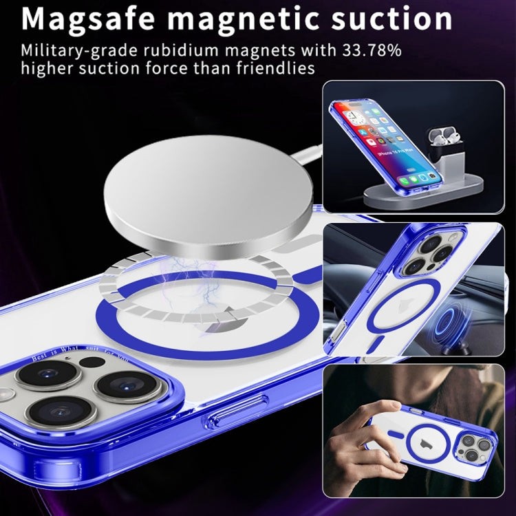 For iPhone 16 Pro Ice Color Magnetic Series Magsafe Magnetic PC Hybrid TPU Phone Case(Blue) - iPhone 16 Pro Cases by buy2fix | Online Shopping UK | buy2fix