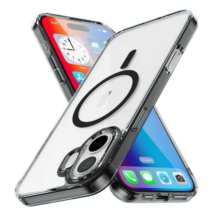 For iPhone 16 Plus Ice Color Magnetic Series Magsafe Magnetic PC Hybrid TPU Phone Case(Black) - iPhone 16 Plus Cases by buy2fix | Online Shopping UK | buy2fix