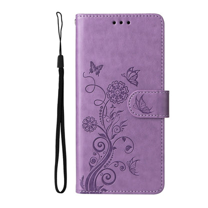 For Samsung Galaxy S25+ 5G Embossed Butterfly Flowers Leather Phone Case(Purple) - Galaxy S25+ 5G Cases by buy2fix | Online Shopping UK | buy2fix