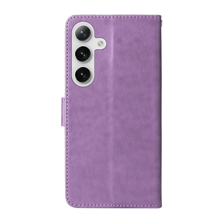 For Samsung Galaxy S25+ 5G Embossed Butterfly Flowers Leather Phone Case(Purple) - Galaxy S25+ 5G Cases by buy2fix | Online Shopping UK | buy2fix