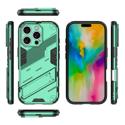 For iPhone 16 Pro Max Punk Armor 2 in 1 PC + TPU Phone Case with Holder(Green) - iPhone 16 Pro Max Cases by buy2fix | Online Shopping UK | buy2fix