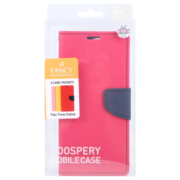 For iPhone 16 GOOSPERY FANCY DIARY Cross Texture Leather Phone Case(Rose Red) - iPhone 16 Cases by GOOSPERY | Online Shopping UK | buy2fix