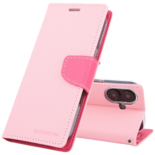 For iPhone 16 GOOSPERY FANCY DIARY Cross Texture Leather Phone Case(Pink) - iPhone 16 Cases by GOOSPERY | Online Shopping UK | buy2fix