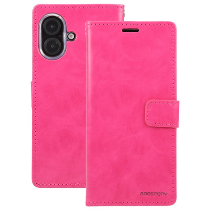 For iPhone 16 Plus GOOSPERY BLUE MOON Crazy Horse Texture Leather Phone Case(Rose Red) - iPhone 16 Plus Cases by GOOSPERY | Online Shopping UK | buy2fix