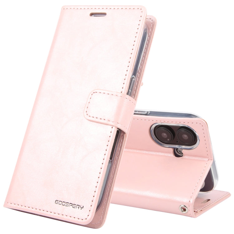 For iPhone 16 Plus GOOSPERY BLUE MOON Crazy Horse Texture Leather Phone Case(Rose Gold) - iPhone 16 Plus Cases by GOOSPERY | Online Shopping UK | buy2fix