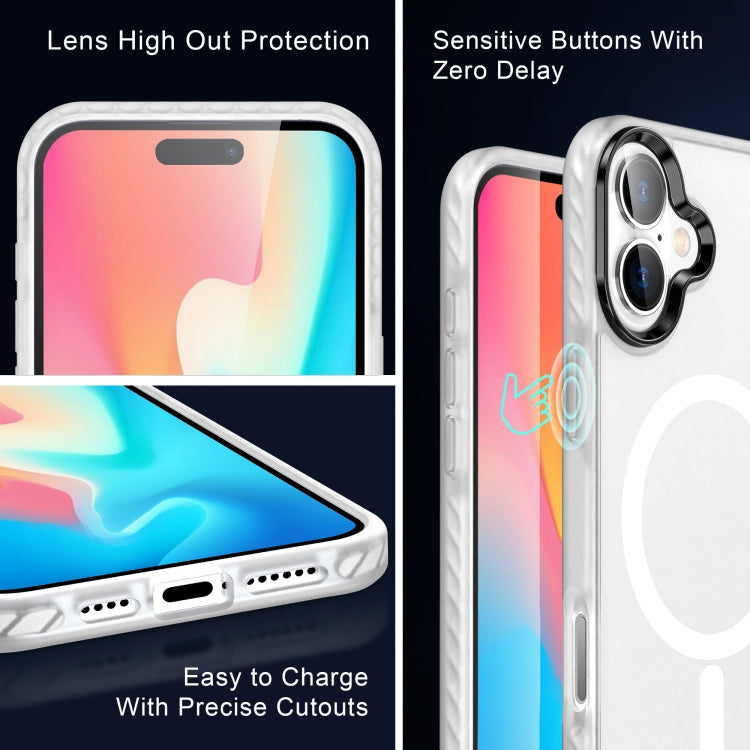 For iPhone 16 Frosted Skin Feel MagSafe Transparent Phone Case(White) - iPhone 16 Cases by buy2fix | Online Shopping UK | buy2fix