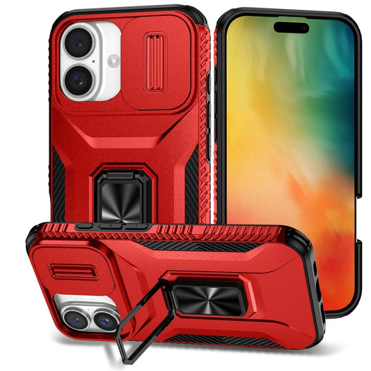 For iPhone 16 Sliding Camshield Holder Phone Case(Red) - iPhone 16 Cases by buy2fix | Online Shopping UK | buy2fix