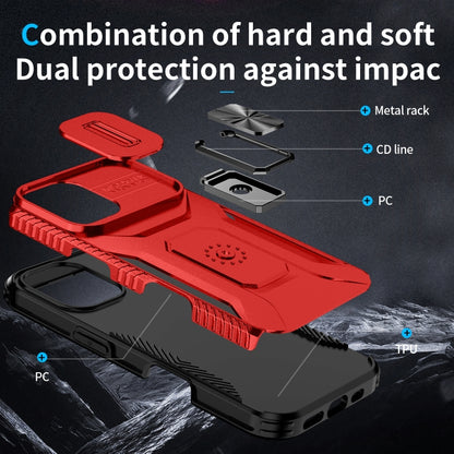 For iPhone 16 Sliding Camshield Holder Phone Case(Red) - iPhone 16 Cases by buy2fix | Online Shopping UK | buy2fix