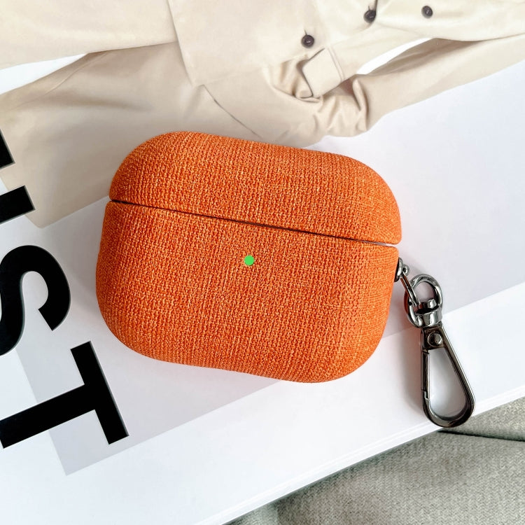 For AirPods 3 Fine Cloth Texture Earbuds Box PC Case with Hook(Orange) - For AirPods 3 by buy2fix | Online Shopping UK | buy2fix