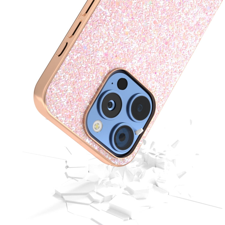 For iPhone 16 Pro Electroplating Frame Colorful Glitter Phone Case(Pink) - iPhone 16 Pro Cases by buy2fix | Online Shopping UK | buy2fix