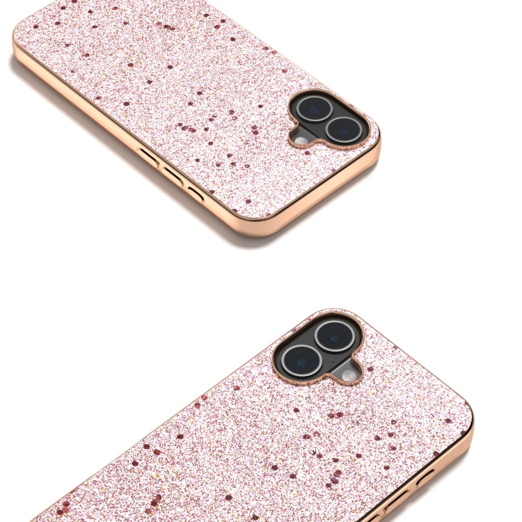 For iPhone 16 Plus Electroplating Frame Glitter Shockproof Phone Case(Gold Pink) - iPhone 16 Plus Cases by buy2fix | Online Shopping UK | buy2fix