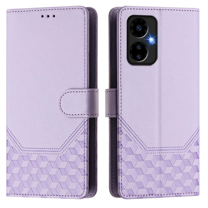 For Boost Mobile Celero 5G 2024 Honeycomb Embossing RFID Leather Phone Case(Light Purple) - More Brand by buy2fix | Online Shopping UK | buy2fix