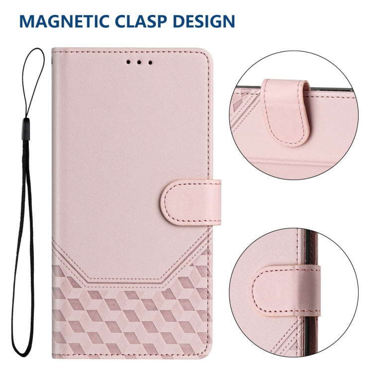 For Boost Mobile Celero 5G+ 2024 Honeycomb Embossing RFID Leather Phone Case(Pink) - More Brand by buy2fix | Online Shopping UK | buy2fix