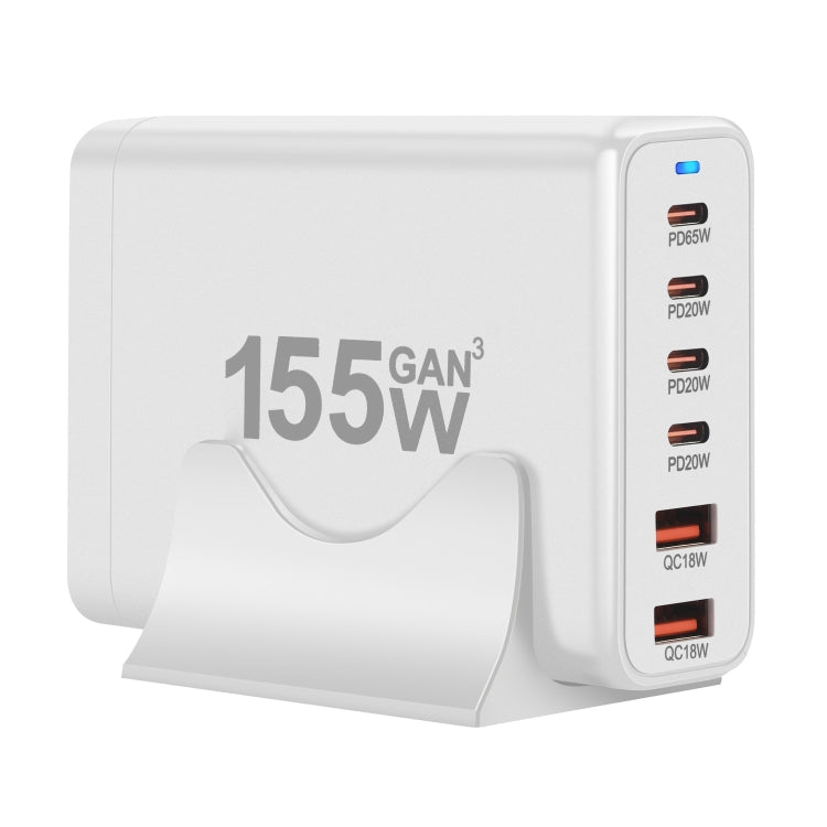 155W 4Type-C, 2USB 6-Ports Desktop Fast Charger, Plug Type:US Plug(White) - Multifunction Charger by buy2fix | Online Shopping UK | buy2fix