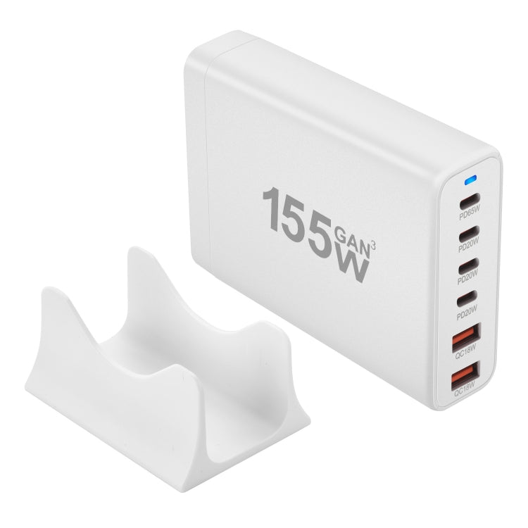 155W 4Type-C, 2USB 6-Ports Desktop Fast Charger, Plug Type:EU Plug(White) - Multifunction Charger by buy2fix | Online Shopping UK | buy2fix