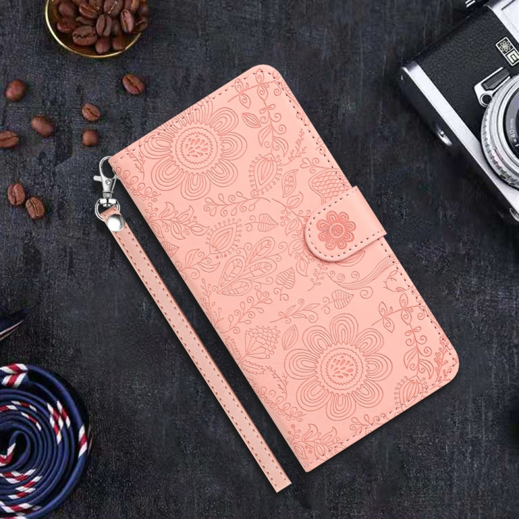 For iPhone 16e Floral Embossed Pattern Leather Phone Case(Pink) - iPhone 16e Cases by buy2fix | Online Shopping UK | buy2fix