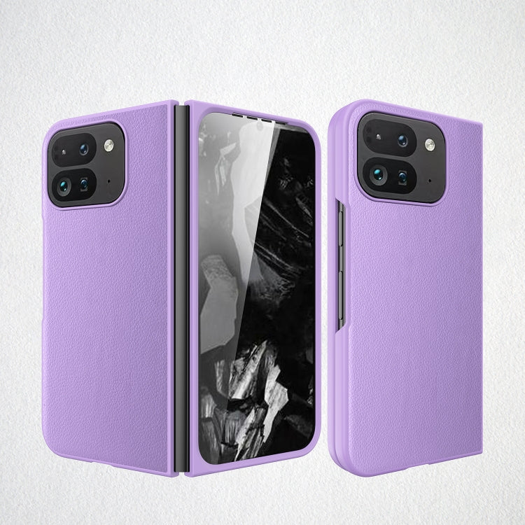 For Google Pixel 9 Pro Fold Litchi Texture Leather PC Shockproof Phone Case(Purple) - Google Cases by buy2fix | Online Shopping UK | buy2fix