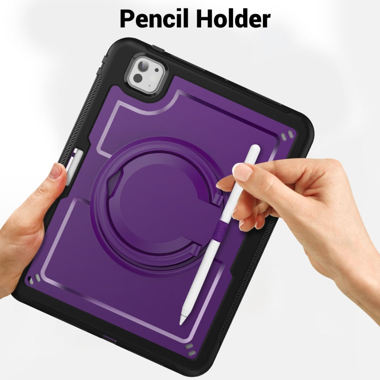 For iPad Pro 11 2024 Honeycomb Hybrid Tablet Case with Handle Holder & Strap(Purple) - iPad Pro 11 2024 Cases by buy2fix | Online Shopping UK | buy2fix