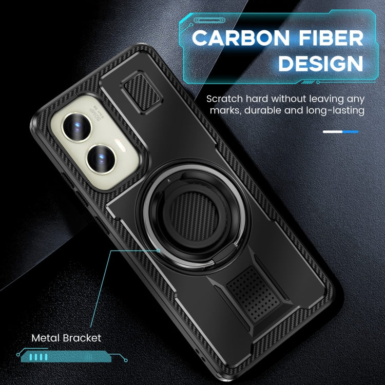 For Motorola Moto G Stylus 5G 2024 Ring Holder Carbon Fiber PC Hybrid TPU Phone Case(Black) - Motorola Cases by buy2fix | Online Shopping UK | buy2fix