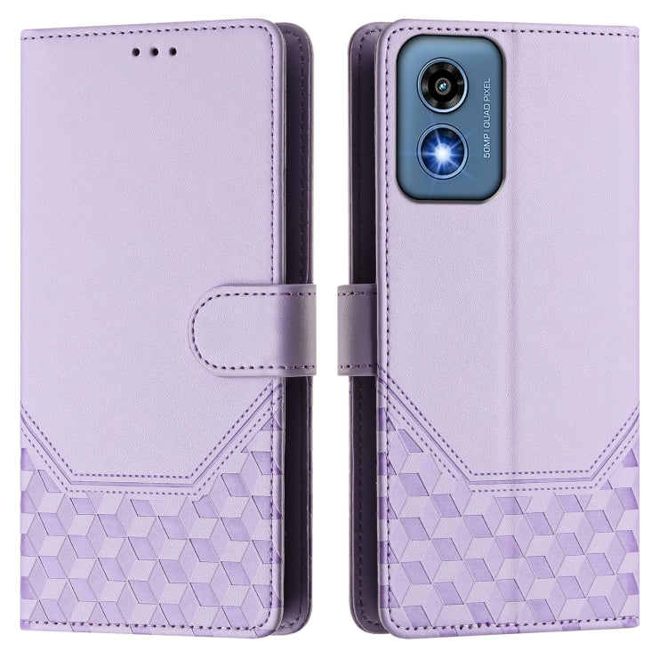 For Motorola Moto G Play 5G 2024 Oversea Honeycomb Embossing RFID Leather Phone Case(Light Purple) - Motorola Cases by buy2fix | Online Shopping UK | buy2fix