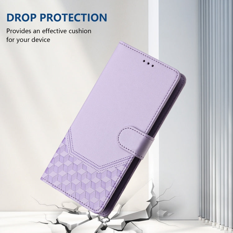 For Motorola Moto G Play 5G 2024 Oversea Honeycomb Embossing RFID Leather Phone Case(Light Purple) - Motorola Cases by buy2fix | Online Shopping UK | buy2fix