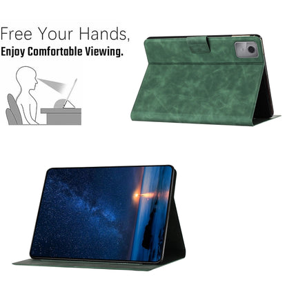 For Lenovo Tab M11 / Xiaoxin Pad 2024 Embossed Couple Cat Smart Tablet Leather Case(Green) - Lenovo by buy2fix | Online Shopping UK | buy2fix