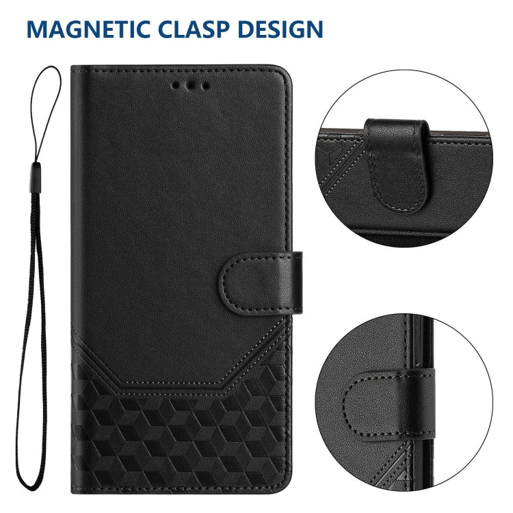 For Redmi K70 Ultra 5G Honeycomb Embossing RFID Leather Phone Case(Black) - Xiaomi Cases by buy2fix | Online Shopping UK | buy2fix