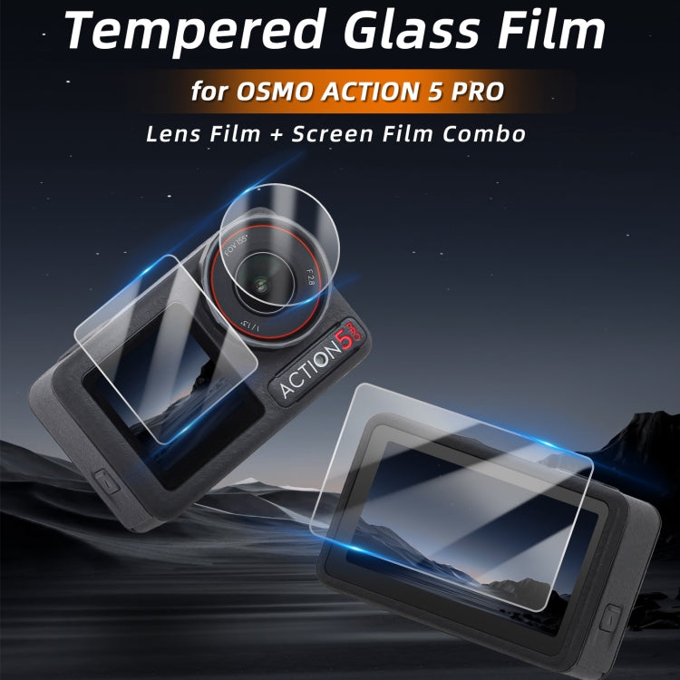 For DJI Osmo Action 5 Pro Sunnylife 3 in 1 Lens Protector Front and Rear Screen Tempered Glass Films, Quantity:1 + 1 + 1 Sets -  by Sunnylife | Online Shopping UK | buy2fix