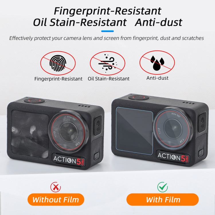 For DJI Osmo Action 5 Pro Sunnylife 3 in 1 Lens Protector Front and Rear Screen Tempered Glass Films, Quantity:2 + 2 + 2 Sets - Protective Film & Stickers by Sunnylife | Online Shopping UK | buy2fix