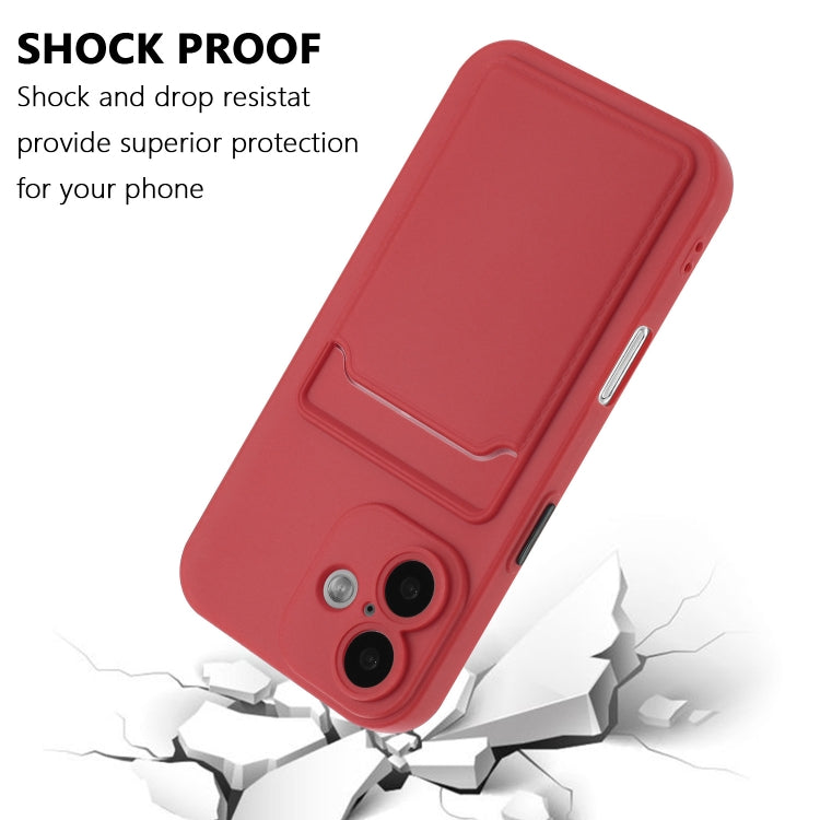 For iPhone 16 Plus Skin Feel Card Contrast Color Button TPU Phone Case(Rose Red) - iPhone 16 Plus Cases by buy2fix | Online Shopping UK | buy2fix