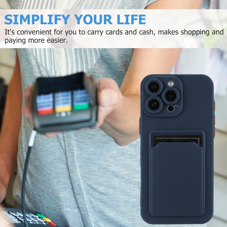 For iPhone 16 Pro Max Skin Feel Card Contrast Color Button TPU Phone Case(Dark Blue) - iPhone 16 Pro Max Cases by buy2fix | Online Shopping UK | buy2fix