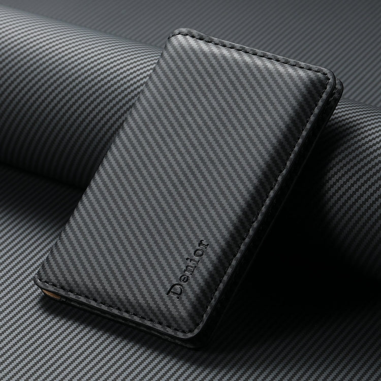 Denior V13 Magsafe Wallet Carbon Fiber Texture Leather Magnetic Card Holder Bag(Black) - Adhesive Card Holders by Denior | Online Shopping UK | buy2fix