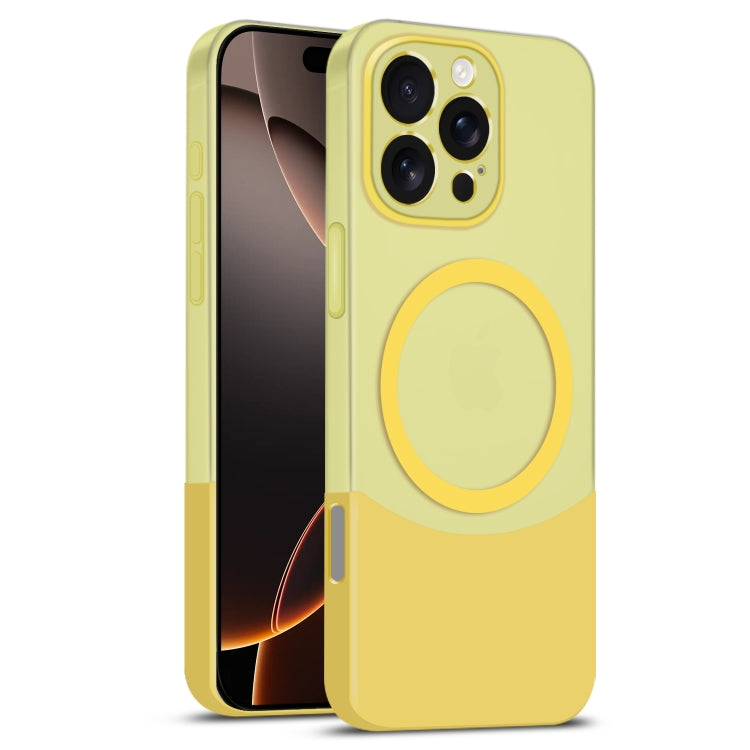 For iPhone 16 Pro Max Dual Color Stitching MagSafe Magnetic PC Phone Case(Yellow) - iPhone 16 Pro Max Cases by buy2fix | Online Shopping UK | buy2fix