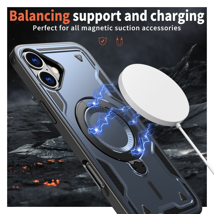 For iPhone 16 Plus PC Hybrid TPU Armor MagSafe Holder Phone Case(Blue) - iPhone 16 Plus Cases by buy2fix | Online Shopping UK | buy2fix