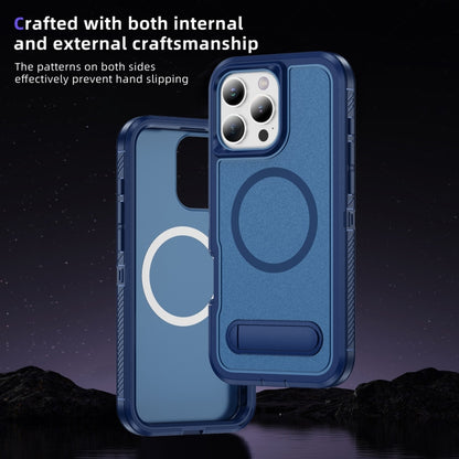 For iPhone 16 Pro Guard MagSafe Holder Matte PC Hybrid TPU Phone Case(Royal Blue) - iPhone 16 Pro Cases by buy2fix | Online Shopping UK | buy2fix