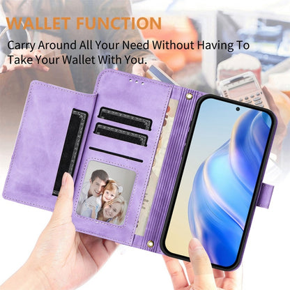 For iPhone 16 Pro Max Multi-Card Slots Zipper Wallet Leather Phone Case(Purple) - iPhone 16 Pro Max Cases by buy2fix | Online Shopping UK | buy2fix