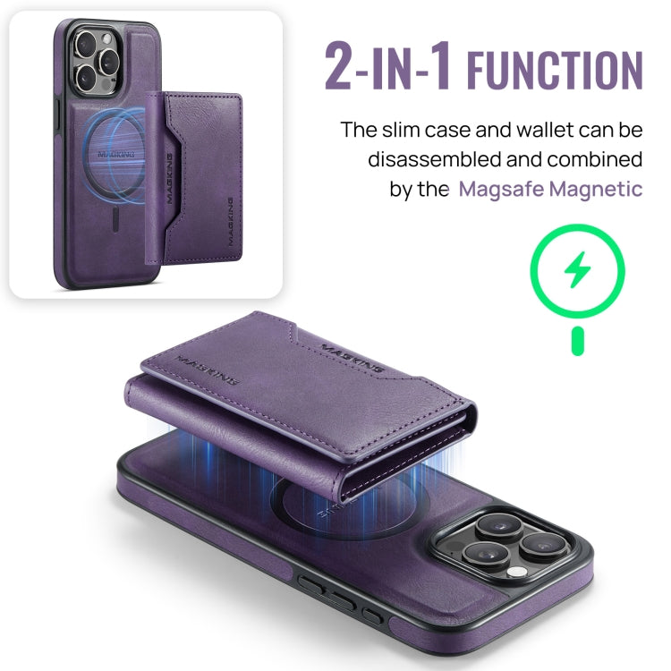 For iPhone 15 Pro Max DG.MING MAGKING-K2 Series MagSafe RFID Card Bag Detachable Phone Case(Purple) - iPhone 15 Pro Max Cases by DG.MING | Online Shopping UK | buy2fix