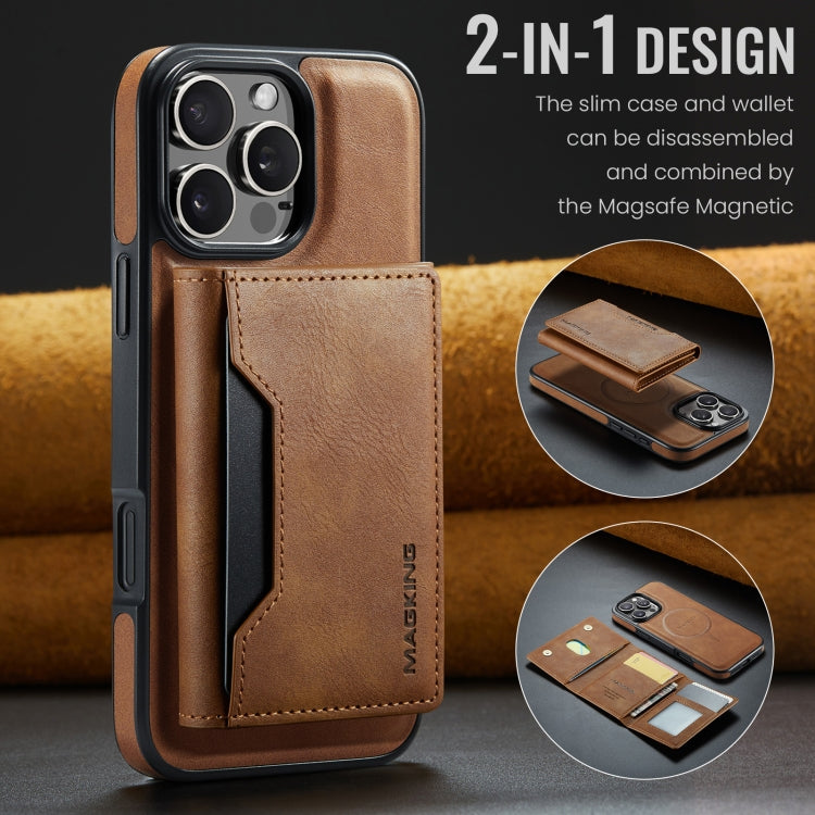 For iPhone 16 Pro Max DG.MING MAGKING-K2 Series MagSafe RFID Card Bag Detachable Phone Case(Brown) - iPhone 16 Pro Max Cases by DG.MING | Online Shopping UK | buy2fix