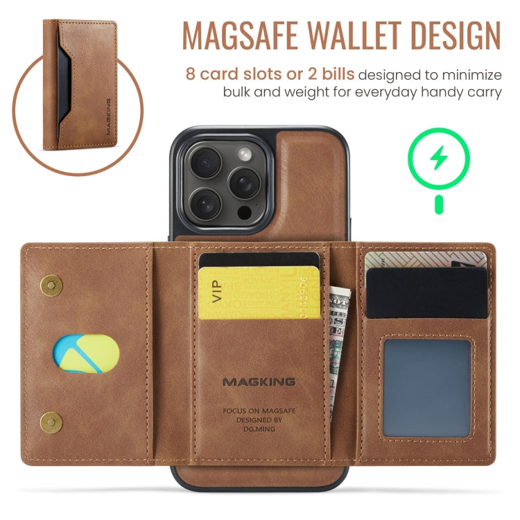 For iPhone 13 Pro DG.MING MAGKING-K2 Series MagSafe RFID Card Bag Detachable Phone Case(Brown) - iPhone 13 Pro Cases by DG.MING | Online Shopping UK | buy2fix