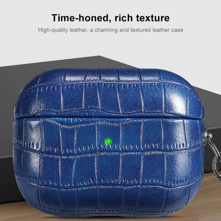 For AirPods Pro Crocodile Texture Earphone Protective Case(Royal Blue) - For AirPods Pro by buy2fix | Online Shopping UK | buy2fix