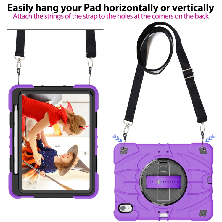 For iPad Air 11 2024 / 10.9 2022 Bat Hand Grip Turntable Stand Tablet Case(Purple Black) - iPad Air 11 2025 / 2024 Cases by buy2fix | Online Shopping UK | buy2fix